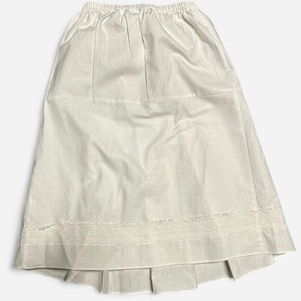 Size 8 girls Gunne Sax pleated white below the knee skirt lace details prairie - Picture 2 of 5